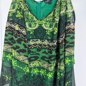 Rampage Green Patterned Blouse